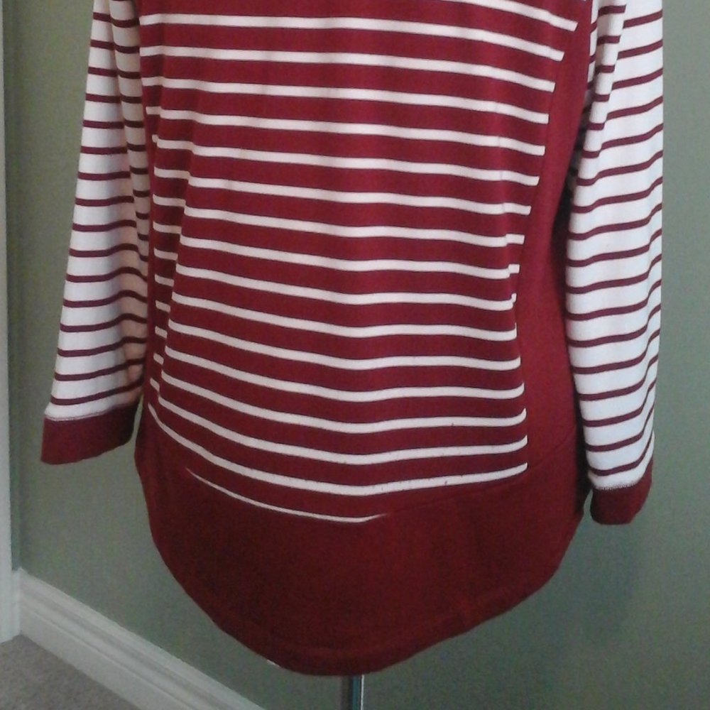 Ruby Rd. Red & White Stripe Top, L - Picture 7 of 8